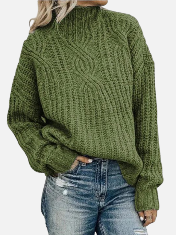 Kirsten | Twisted Cable Knit Jumper with High Collar