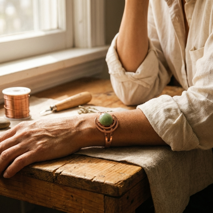Green Copper Bracelet Sphere