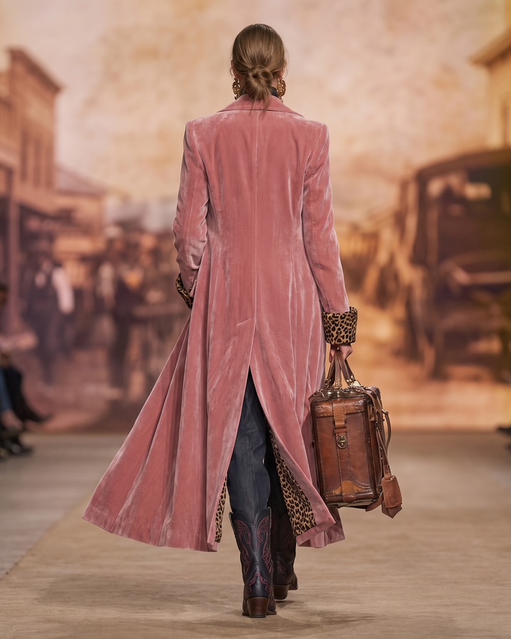 Arabella - Longline Tailored Velvet-Effect Coat