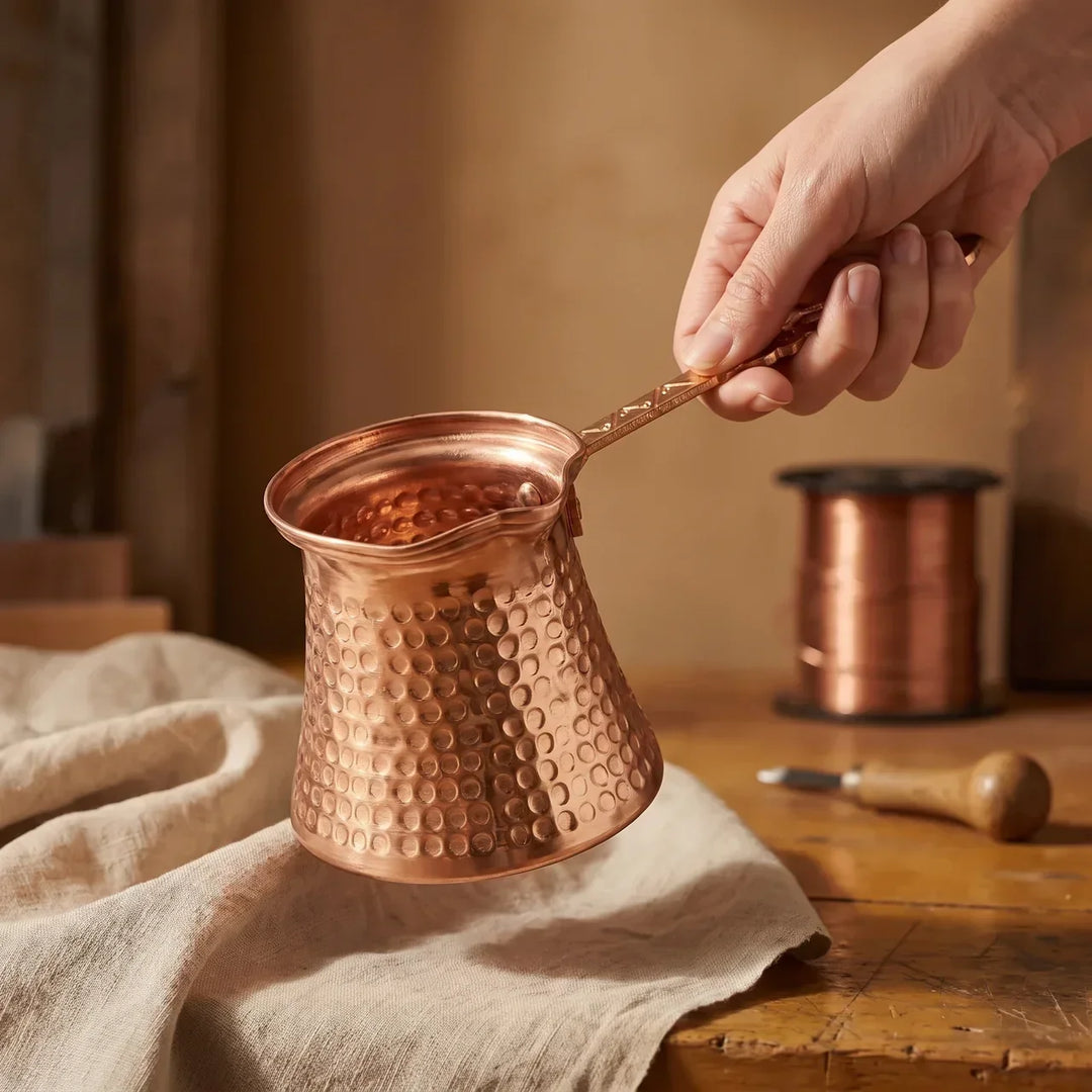 Hand-Hammered Copper Coffee Pot